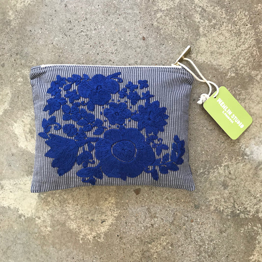 Wenlin Studio Midnight Bloom Hand Embroidered Pouch Bag