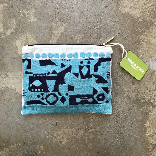 Wenlin Studio Africana Hand Embroidered Pouch Bag