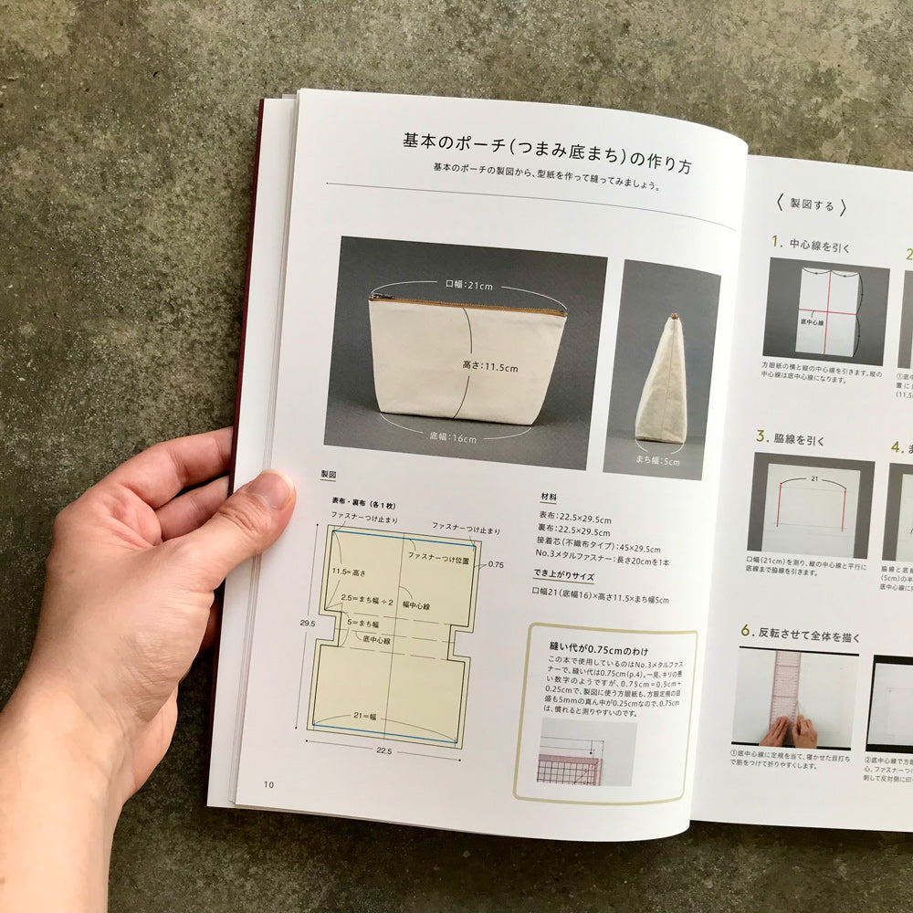 Pattern book for zipper pouches | ファスナーポーチの型紙の本