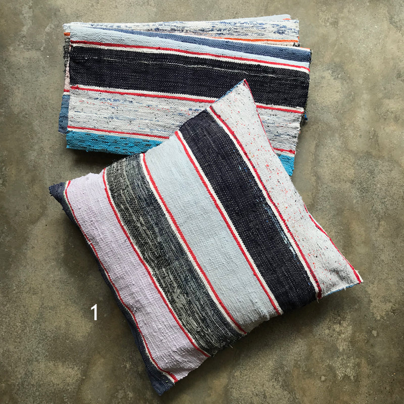 Handwoven rag pillow