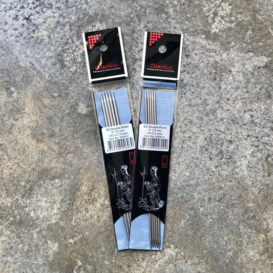 ChiaoGoo Stainless Steel double pointed needles (DPN)