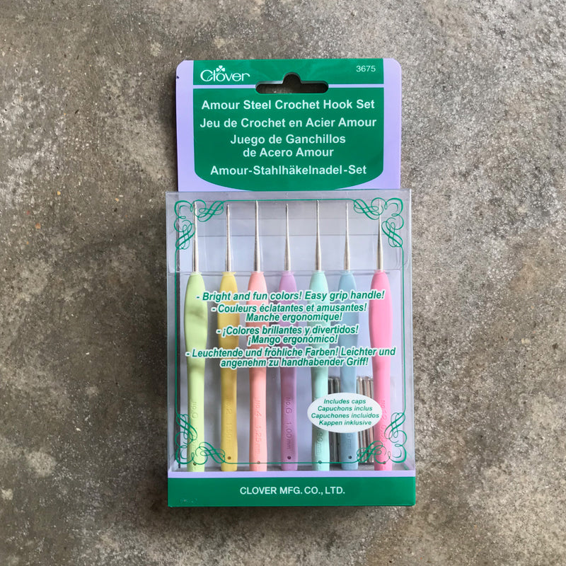 Conjunto de agulhas de crochet CLOVER AMOUR steel crochet hook set