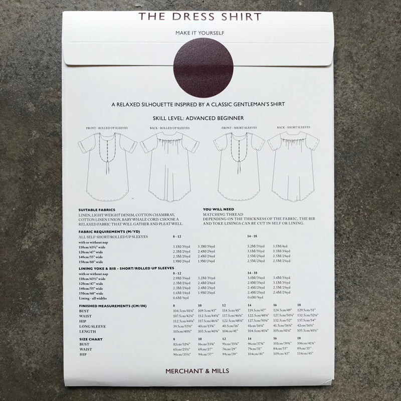 Merchant & Mills Dress Shirt Paper Pattern