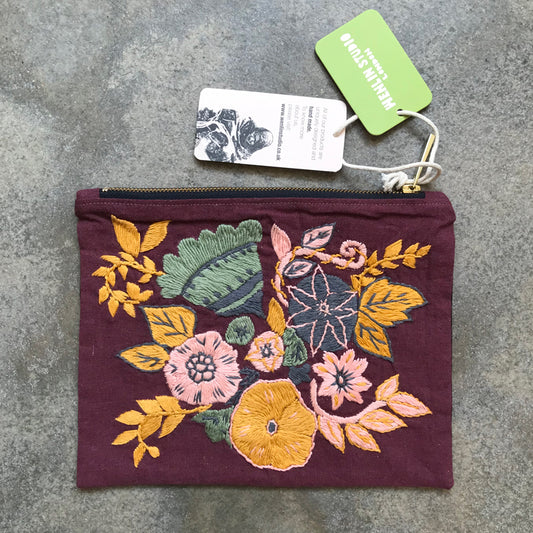 Wenlin Studio Water Lily Hand Embroidered Pouch Bag