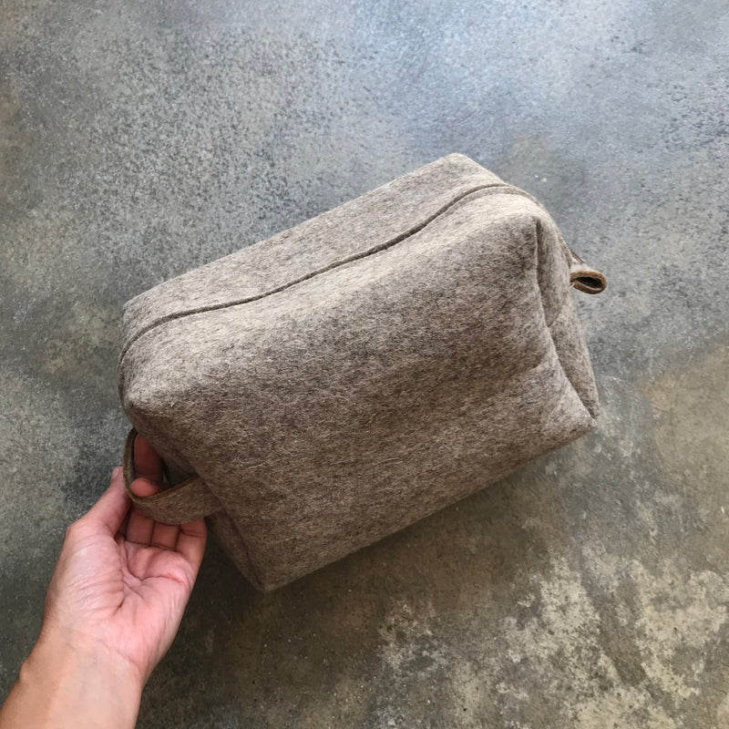 Wool felt travel pouch