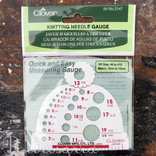 Calibrador de agulhas de tricot CLOVER Knitting needle gauge