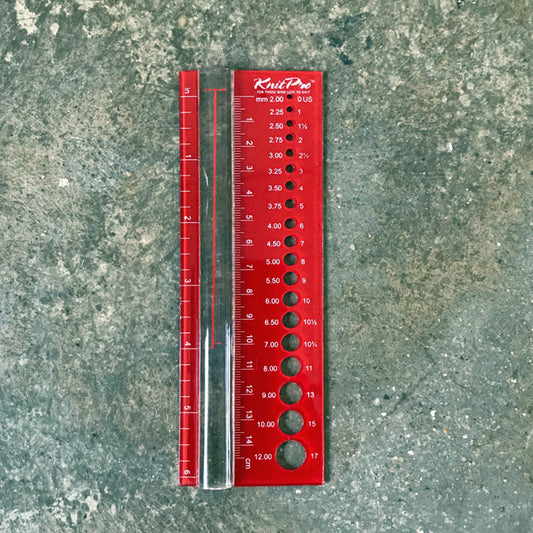 Calibrador de agulhas e lupa KnitPro View Sizer